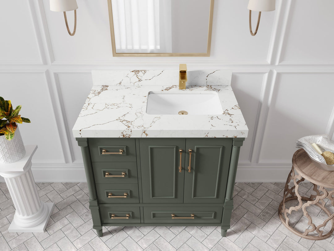 Aberdeen 36 in. W x 22 in. D Right Offset Sink Bathroom Vanity