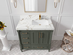 Aberdeen 36 in. W x 22 in. D Right Offset Sink Bathroom Vanity - photo 35