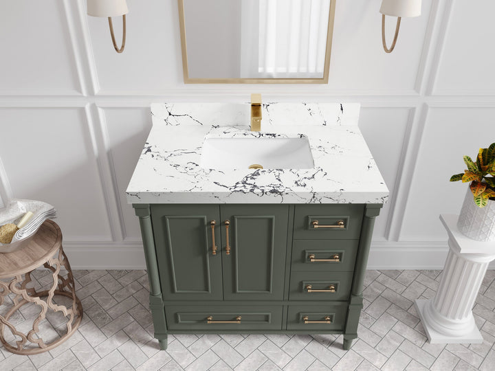 Aberdeen 36 in. W x 22 in. D Center Sink Bathroom Vanity - photo 37