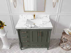 Aberdeen 36 in. W x 22 in. D Center Sink Bathroom Vanity - photo 37