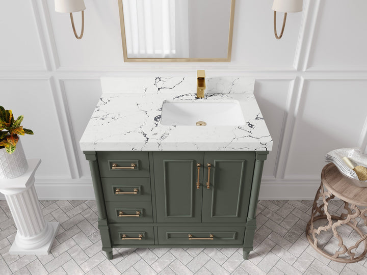 Aberdeen 36 in. W x 22 in. D Right Offset Sink Bathroom Vanity - photo 37