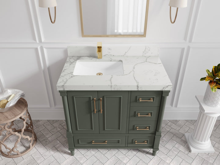 Aberdeen 36 in. W x 22 in. D Left Offset Sink Bathroom Vanity - photo 39