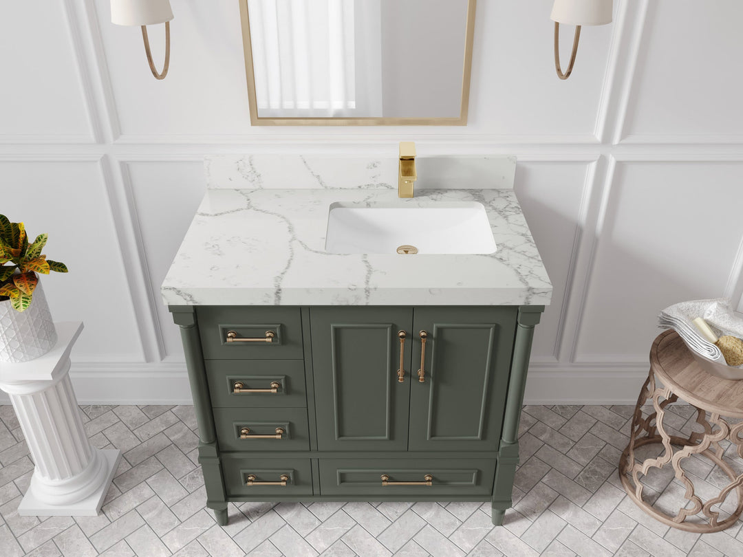 Aberdeen 36 in. W x 22 in. D Right Offset Sink Bathroom Vanity
