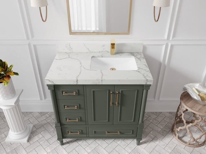 Aberdeen 36 in. W x 22 in. D Right Offset Sink Bathroom Vanity - photo 39