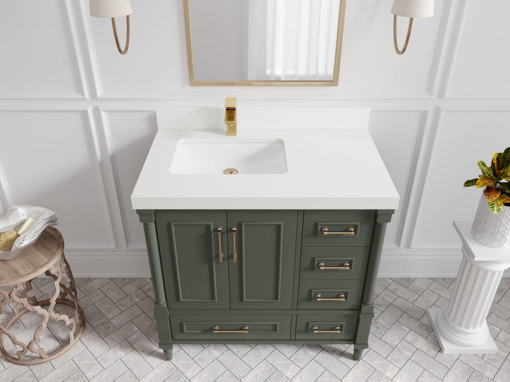 Aberdeen 36 in. W x 22 in. D Left Offset Sink Bathroom Vanity - photo 41