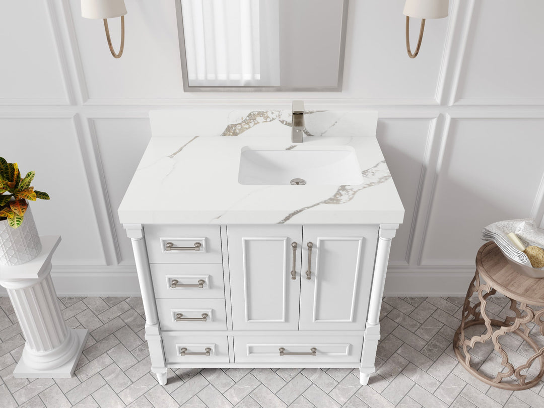 Aberdeen 36 in. W x 22 in. D Right Offset Sink Bathroom Vanity