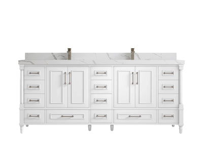 Aberdeen 80 in. W x 22 in. D Double Sink Bathroom Vanity in White with countertop