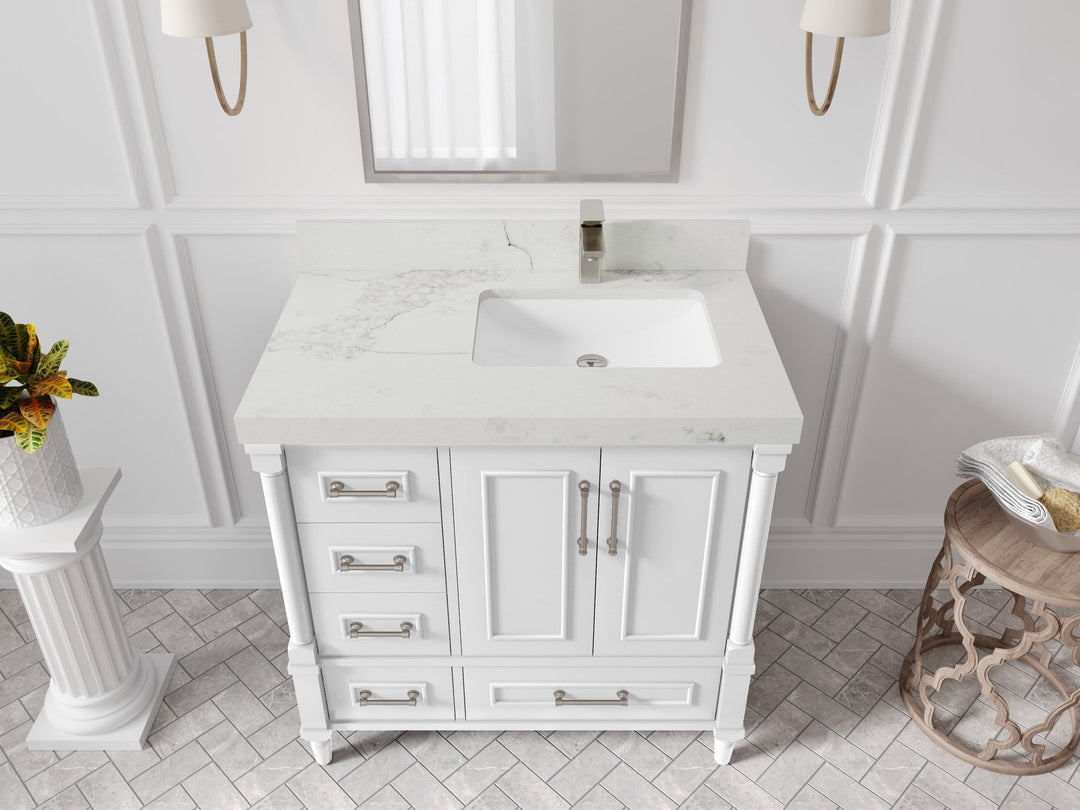 Aberdeen 36 in. W x 22 in. D Right Offset Sink Bathroom Vanity