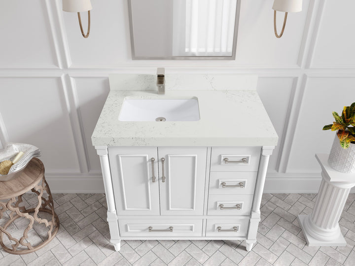 Aberdeen 36 in. W x 22 in. D Left Offset Sink Bathroom Vanity - photo 23