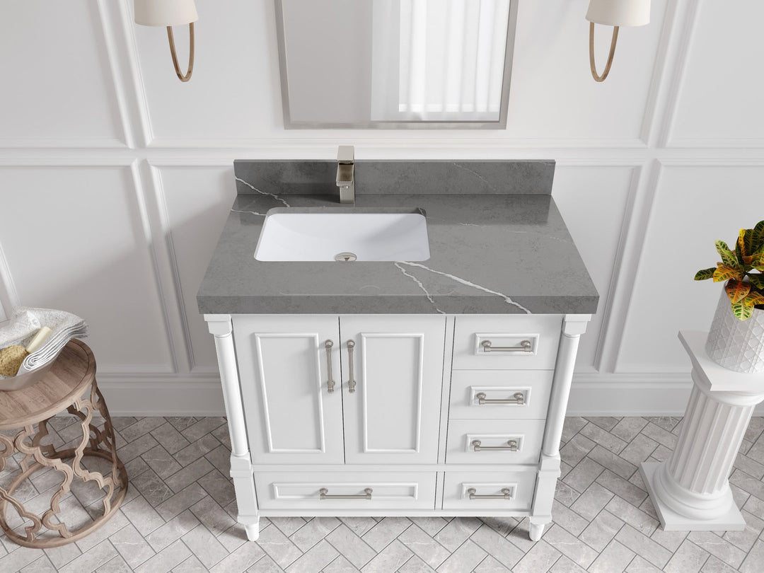Aberdeen 36 in. W x 22 in. D Left Offset Sink Bathroom Vanity