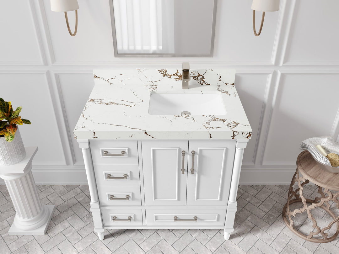 Aberdeen 36 in. W x 22 in. D Right Offset Sink Bathroom Vanity