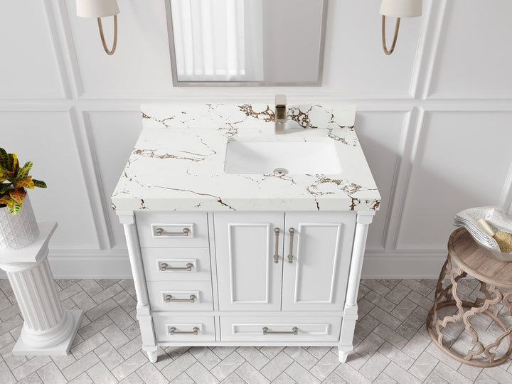 Aberdeen 36 in. W x 22 in. D Right Offset Sink Bathroom Vanity - photo 33