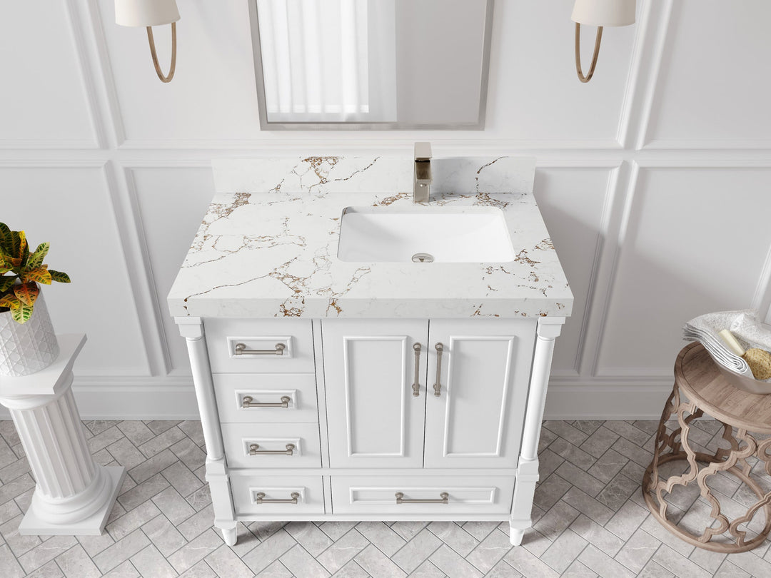 Aberdeen 36 in. W x 22 in. D Right Offset Sink Bathroom Vanity