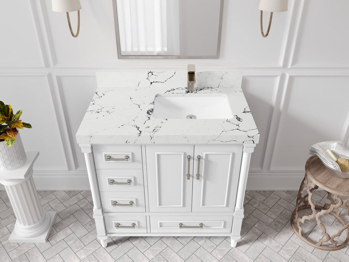 Aberdeen 36 in. W x 22 in. D Right Offset Sink Bathroom Vanity - photo 37