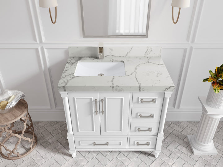 Aberdeen 36 in. W x 22 in. D Left Offset Sink Bathroom Vanity - photo 29
