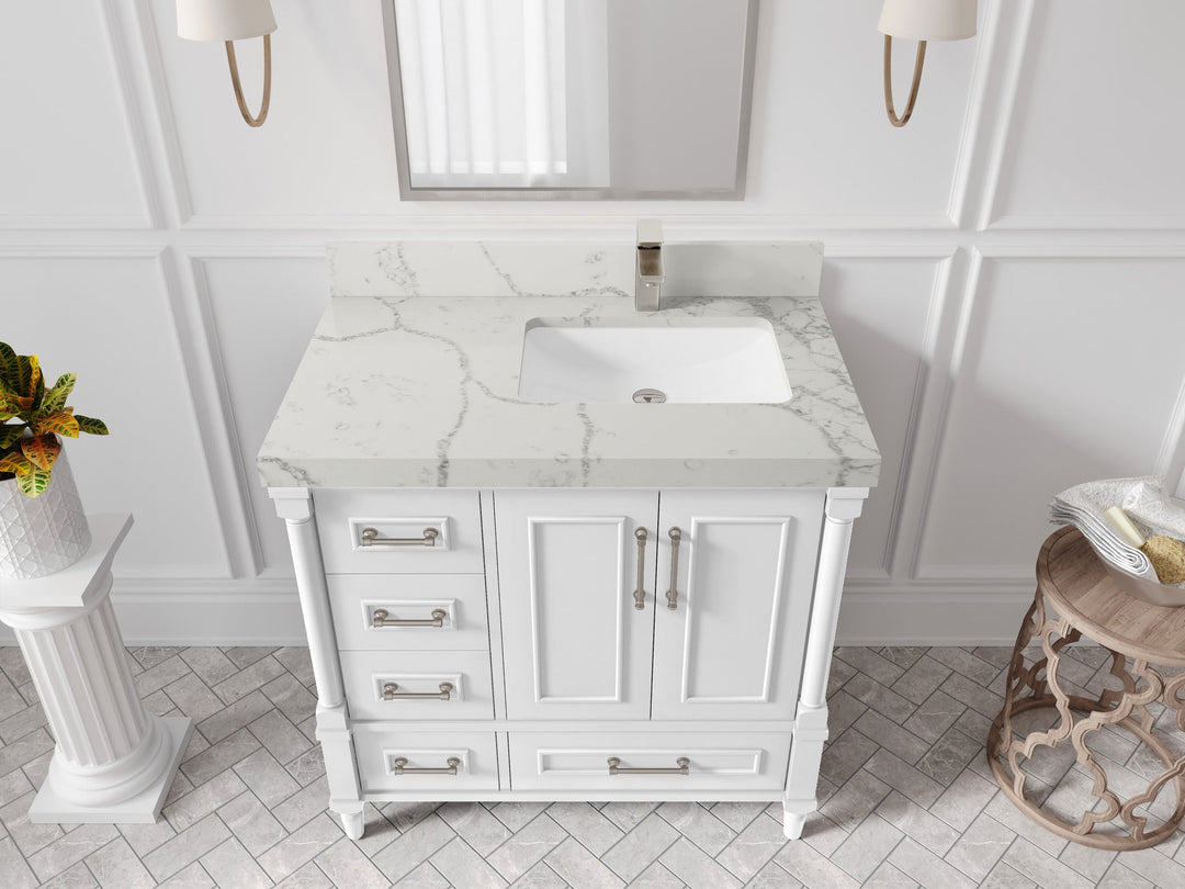 Aberdeen 36 in. W x 22 in. D Right Offset Sink Bathroom Vanity