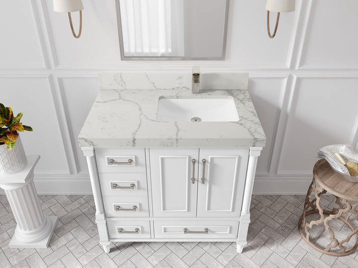 Aberdeen 36 in. W x 22 in. D Right Offset Sink Bathroom Vanity - photo 39