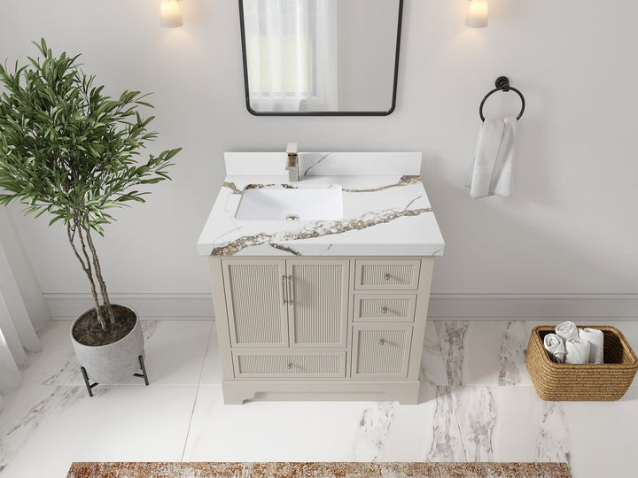 Alys 36 in. W x 22 in. D Left Offset Sink Bathroom Vanity - photo 9