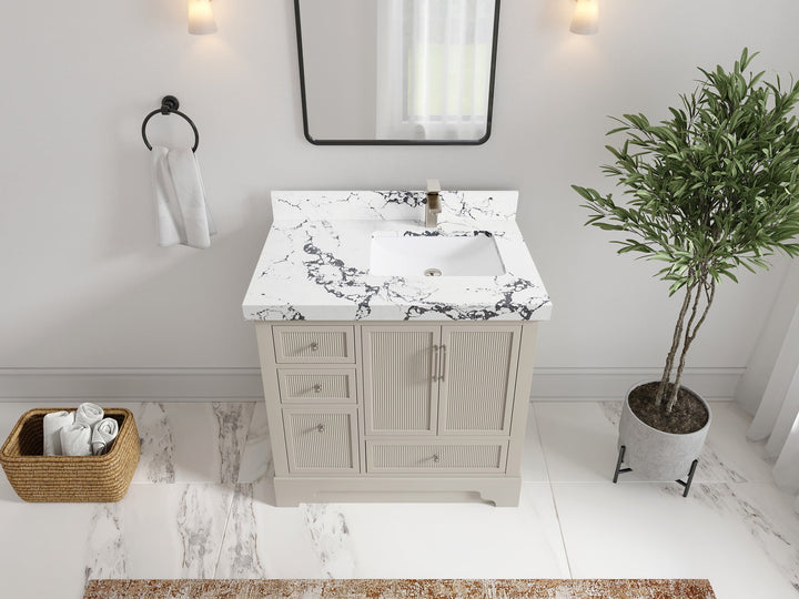 Alys 36 in. W x 22 in. D Right Offset Sink Bathroom Vanity - photo 35