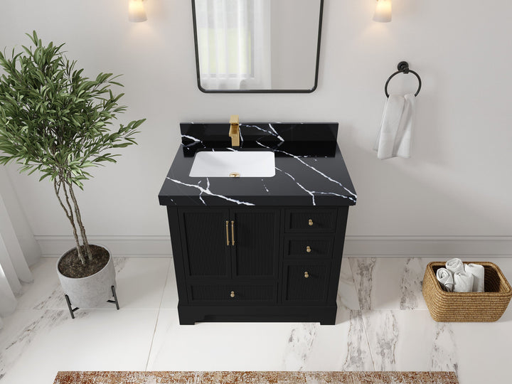 Alys 36 in. W x 22 in. D Left Offset Sink Bathroom Vanity - photo 7