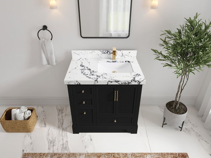 Alys 36 in. W x 22 in. D Right Offset Sink Bathroom Vanity - photo 37