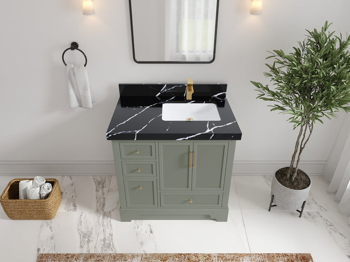 Alys 36 in. W x 22 in. D Right Offset Sink Bathroom Vanity - photo 7