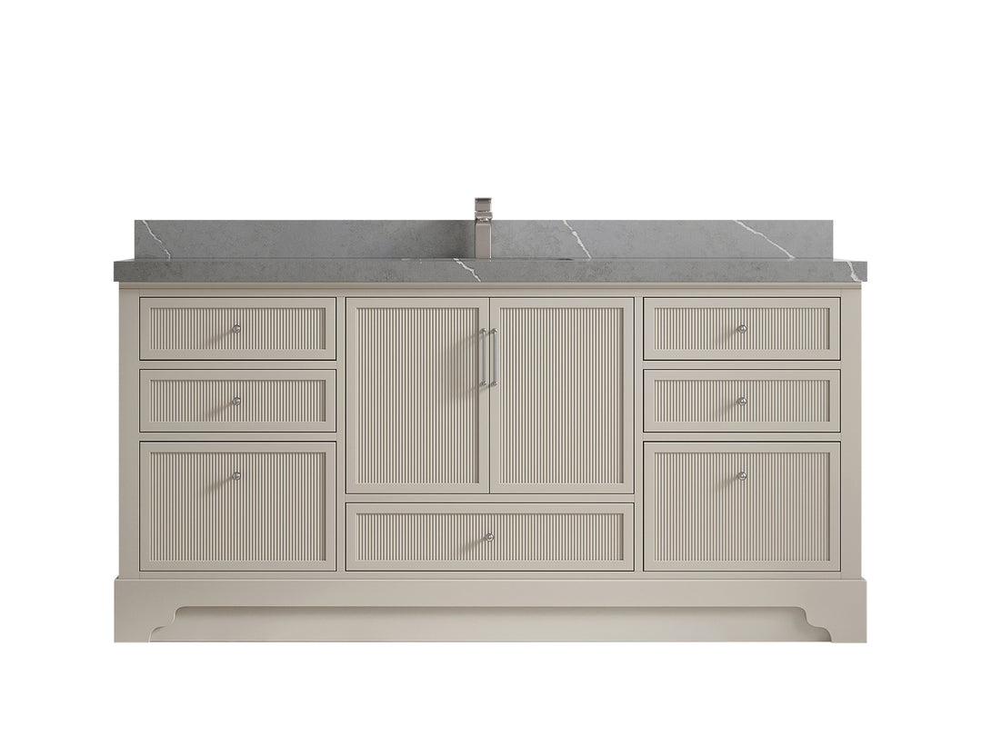 Alys 72 in. W x 22 in. D Single Sink Bathroom Vanity in Fine Grain with 2 in Piatra Gray Quartz Countertop 