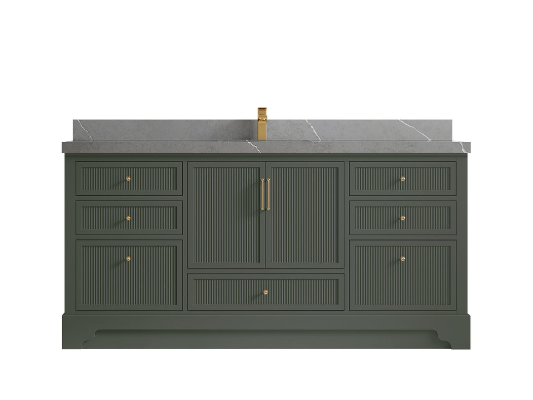 Alys 72 in. W x 22 in. D Single Sink Bathroom Vanity in Pewter Green with 2 in Piatra Gray Quartz Countertop 