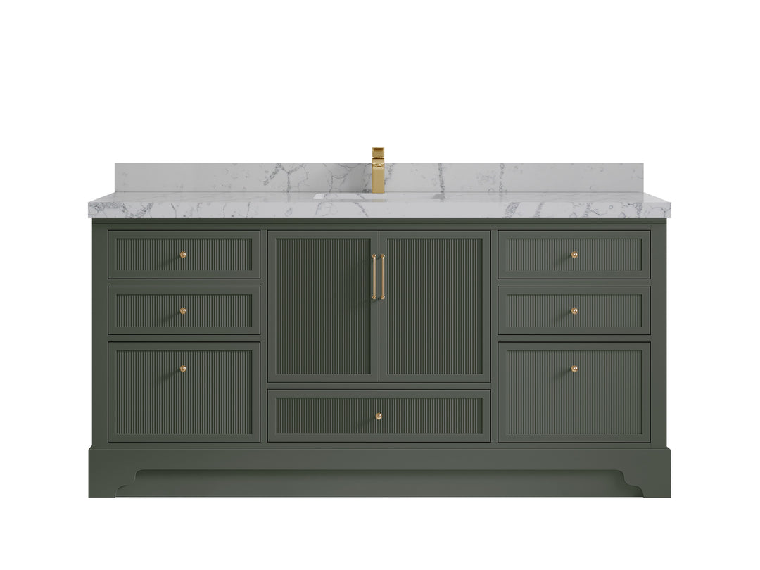 Alys 72 in. W x 22 in. D Single Sink Bathroom Vanity in Pewter Green with 2 in Venatino Quartz Countertop 