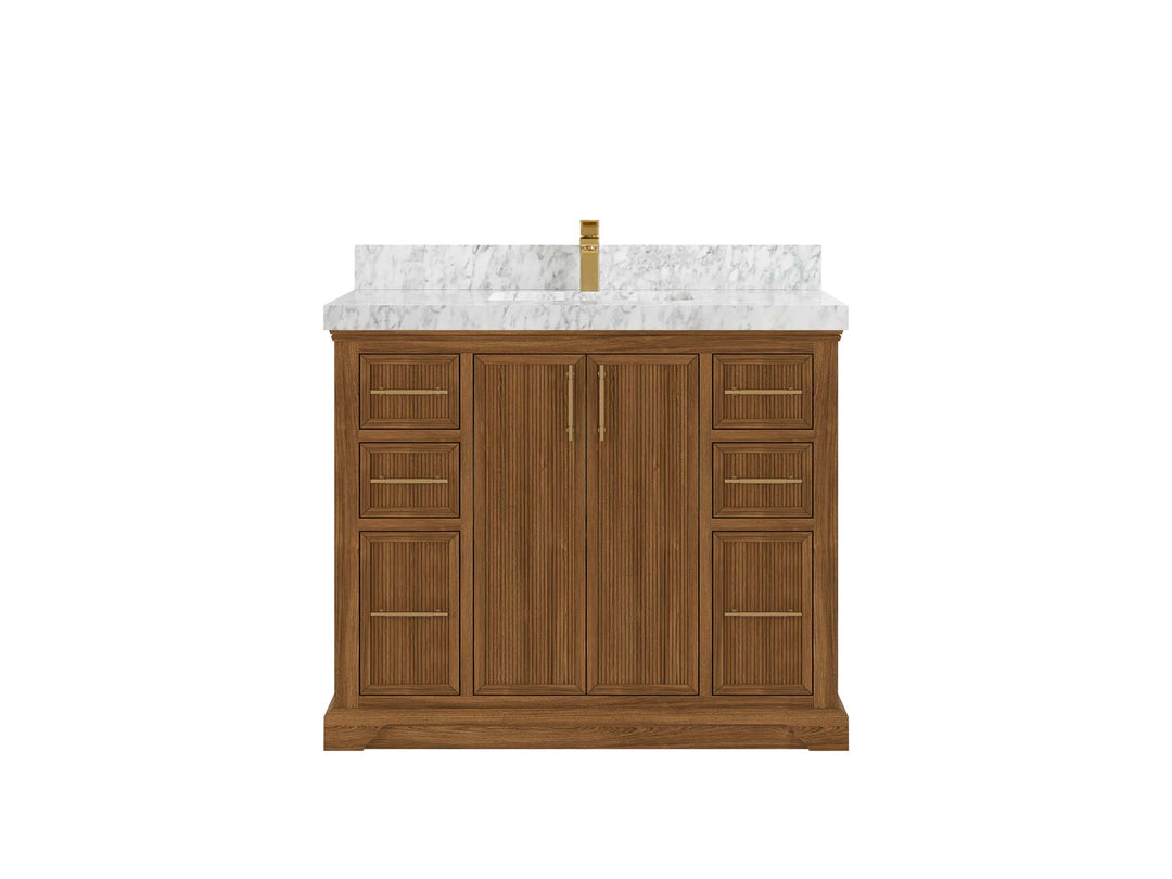 Alys Teak Wood 42 in. W x 22 in. D Single Sink Bathroom Vanity
