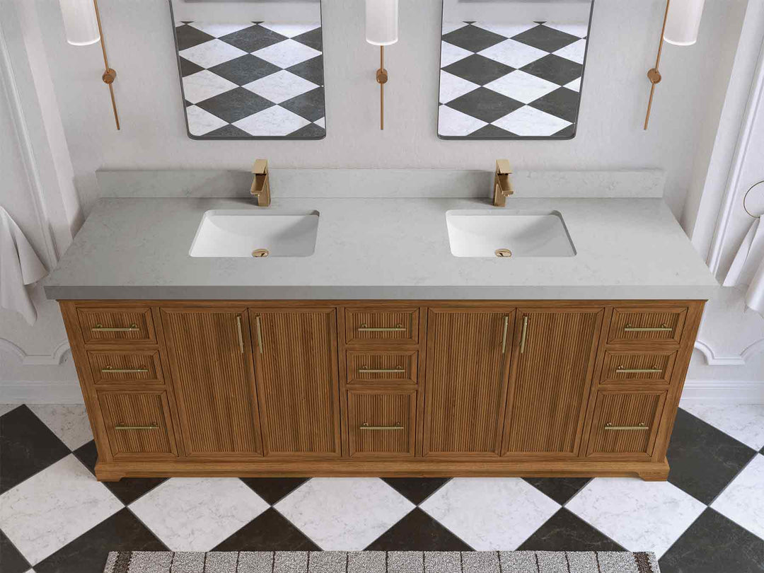 Alys Teak Wood 84 in. W x 22 in. D Double Sink Bathroom Vanity | 
              
                Dark Natural Teak
                
                  
             - ALS_TK_DNT_WHQZ_84D - photo №35