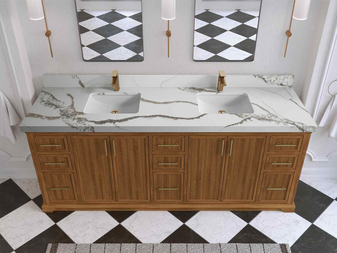 Alys Teak Wood 84 in. W x 22 in. D Double Sink Bathroom Vanity | 
              
                Dark Natural Teak
                
                  
             - ALS_TK_DNT_WHQZ_84D - photo №32