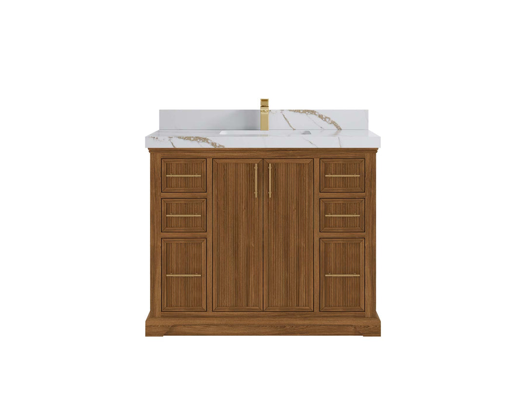 Alys Teak Wood 42 in. W x 22 in. D Single Sink Bathroom Vanity