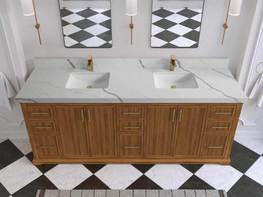 Alys Teak Wood 84 in. W x 22 in. D Double Sink Bathroom Vanity | 
              
                Dark Natural Teak
                
                  
             - ALS_TK_DNT_WHQZ_84D - photo №29