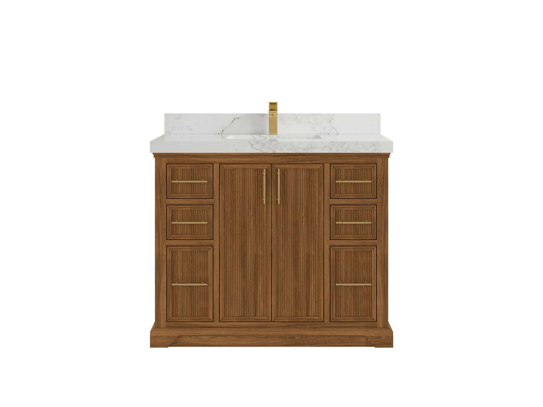 Alys Teak Wood 42 in. W x 22 in. D Single Sink Bathroom Vanity