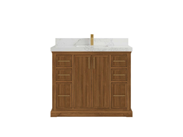 Alys Teak Wood 42 in. W x 22 in. D Single Sink Bathroom Vanity - photo 10