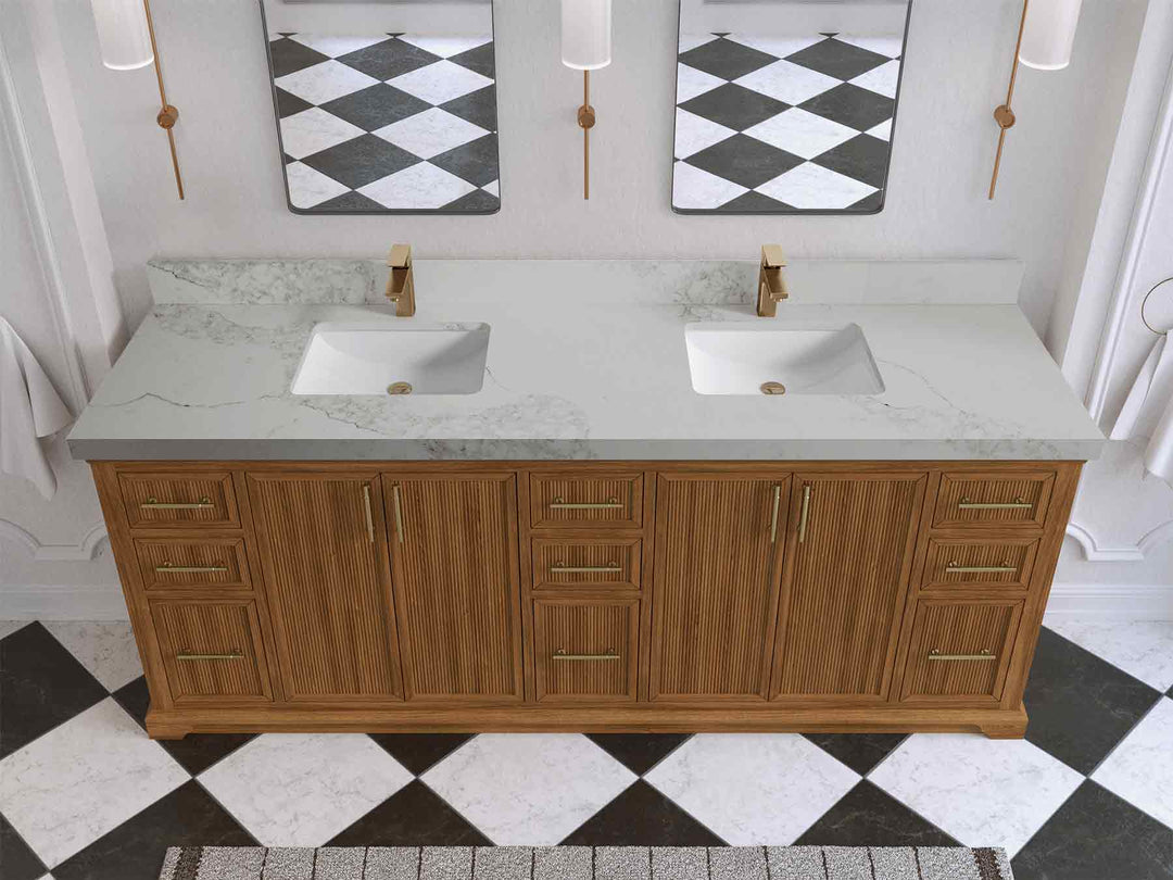 Alys Teak Wood 84 in. W x 22 in. D Double Sink Bathroom Vanity | 
              
                Dark Natural Teak
                
                  
             - ALS_TK_DNT_WHQZ_84D - photo №30