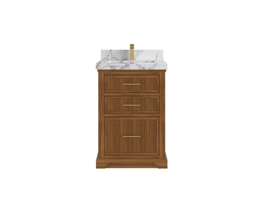 Alys Teak Wood 24 in. W x 22 in. D Single Sink Bathroom Vanity