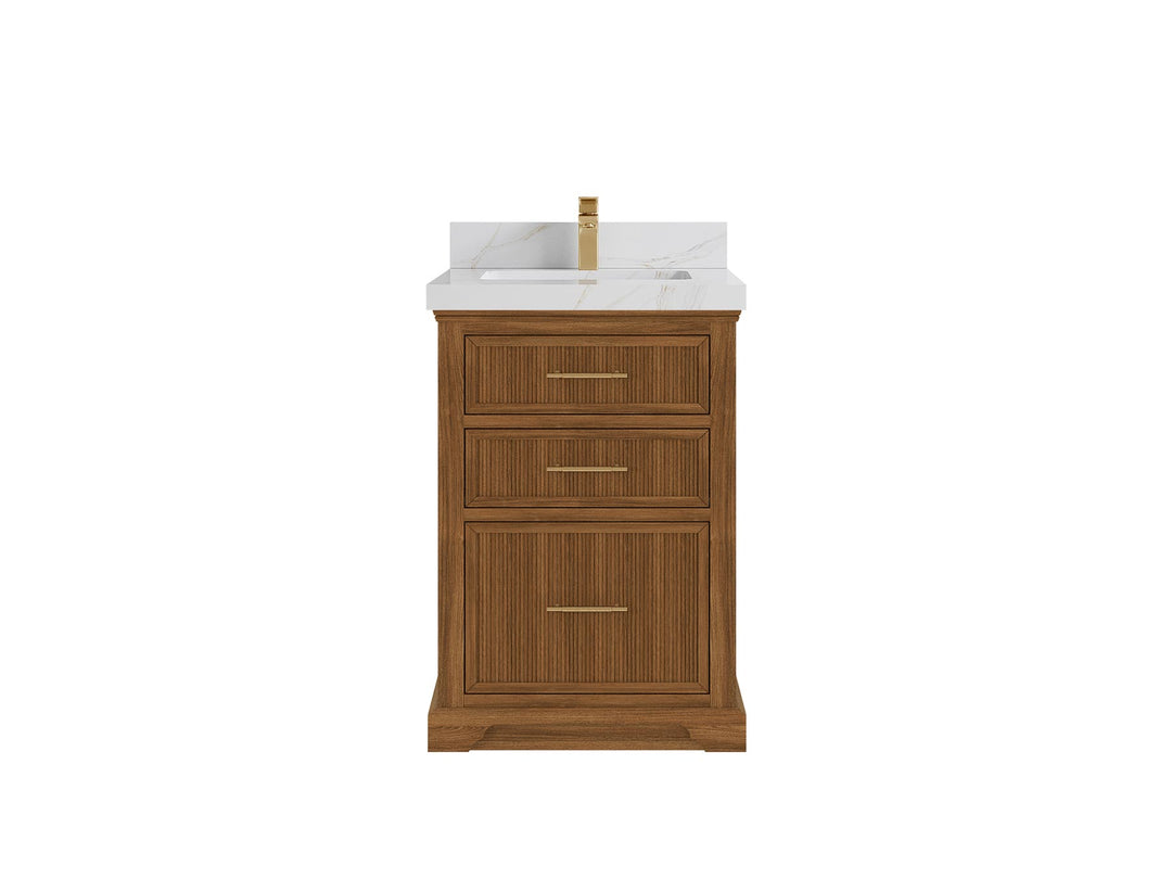 Alys Teak Wood 24 in. W x 22 in. D Single Sink Bathroom Vanity