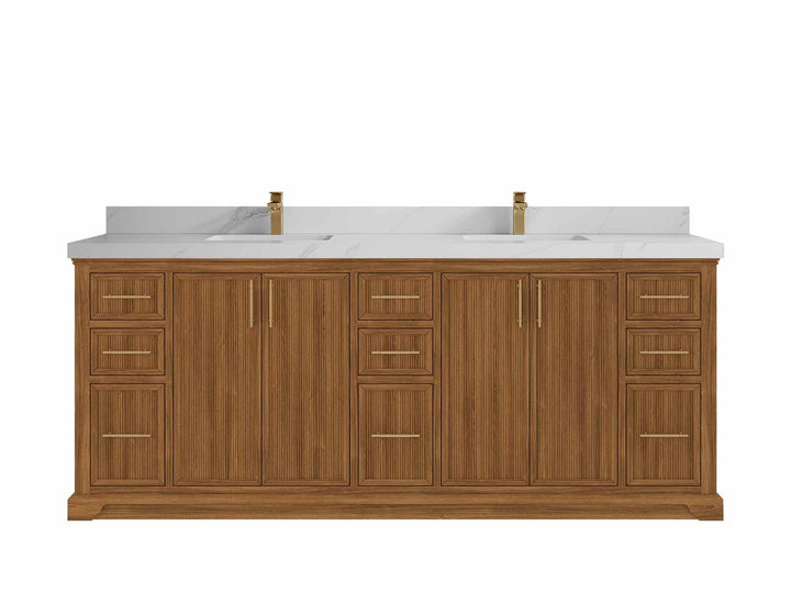 Alys Teak Wood 84 in. W x 22 in. D Double Sink Bathroom Vanity - photo 12