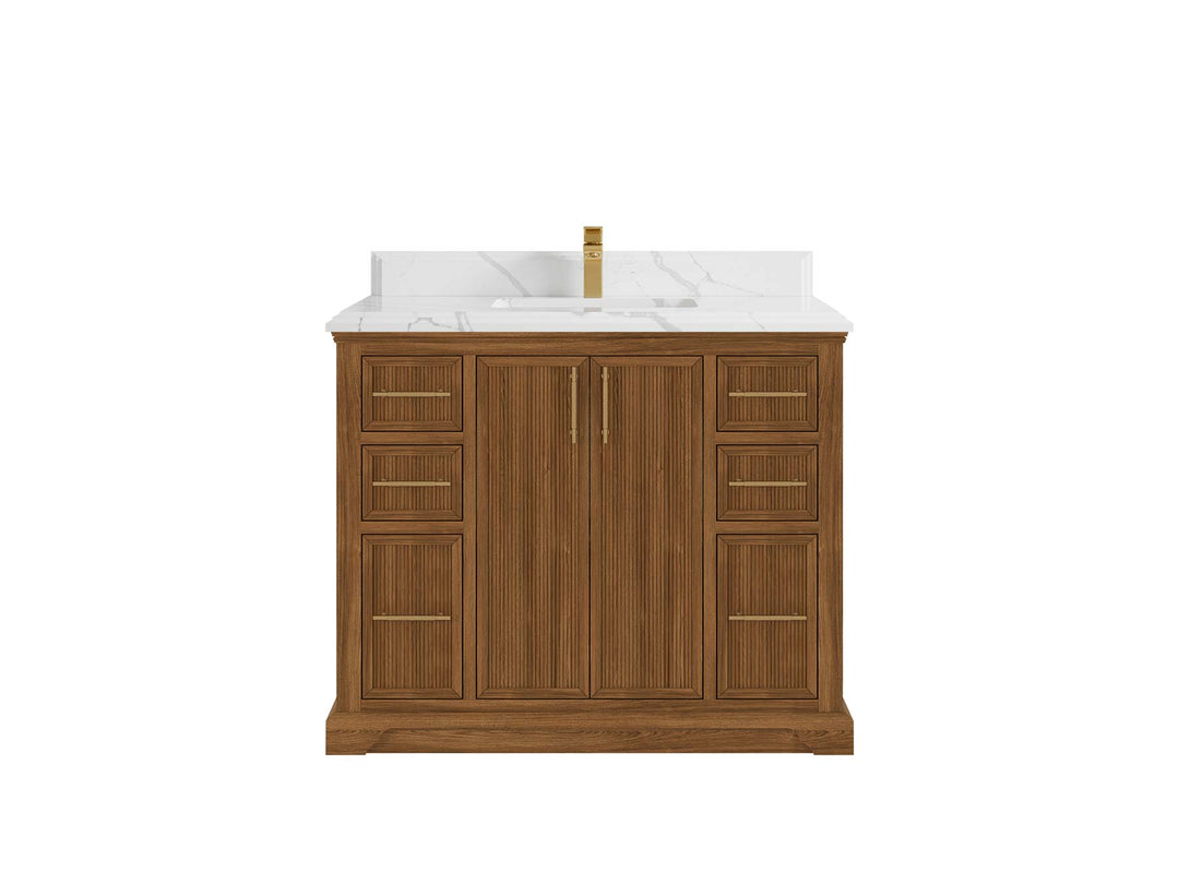Alys Teak Wood 42 in. W x 22 in. D Single Sink Bathroom Vanity
