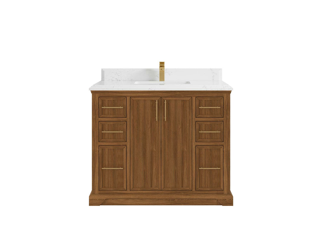 Alys Teak Wood 42 in. W x 22 in. D Single Sink Bathroom Vanity