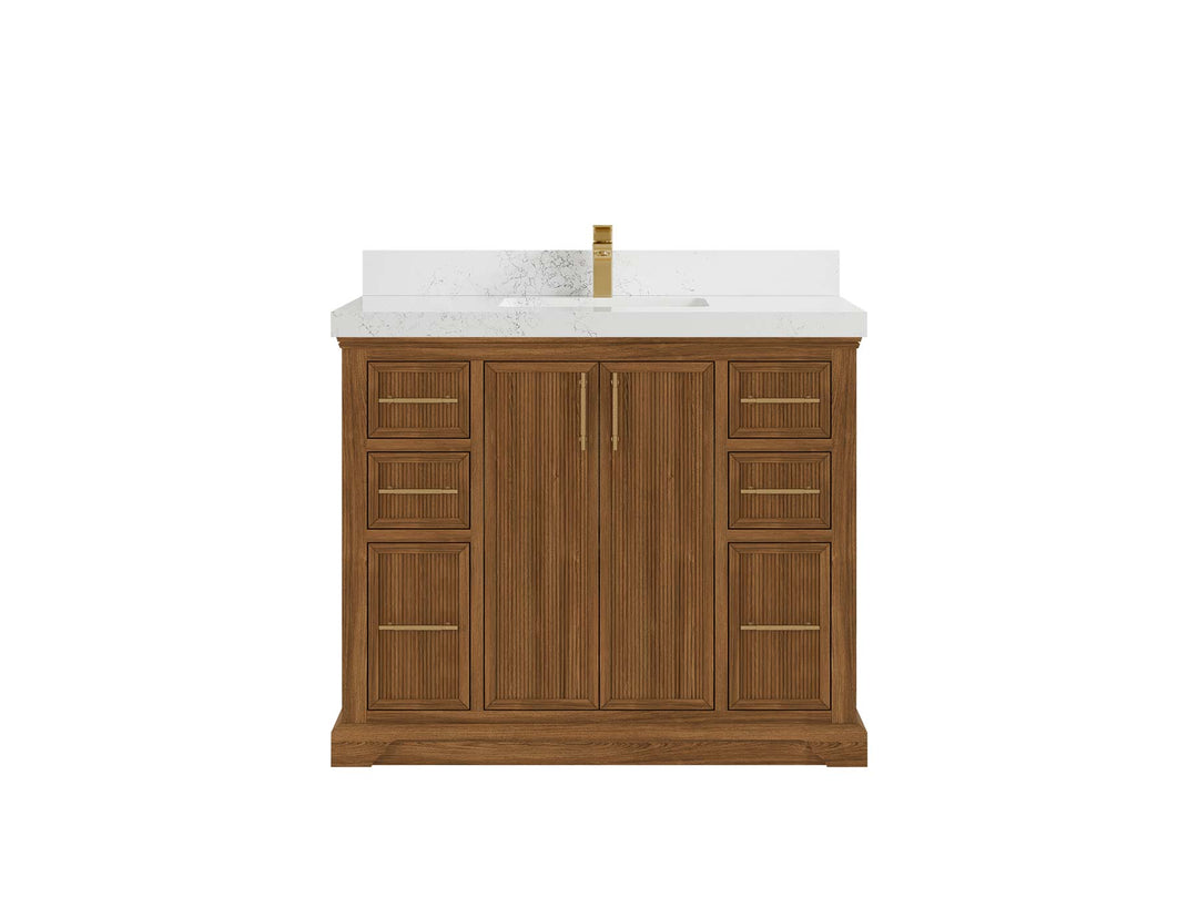 Alys Teak Wood 42 in. W x 22 in. D Single Sink Bathroom Vanity