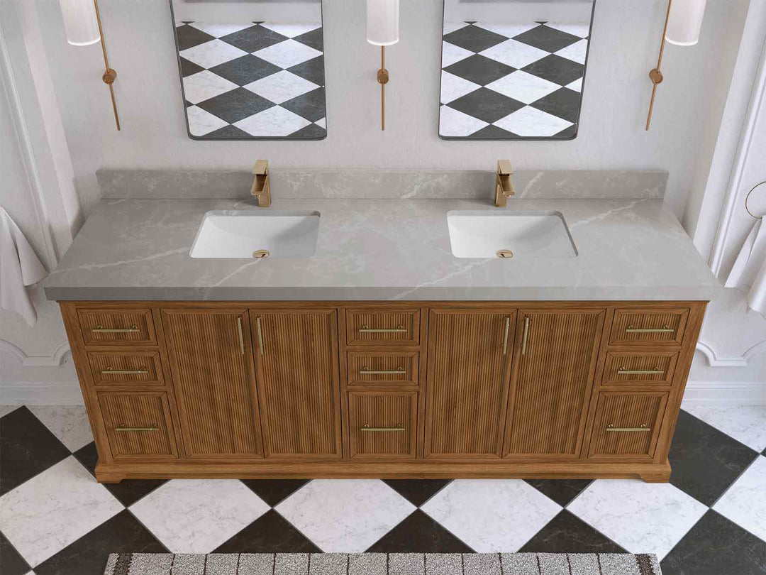 Alys Teak Wood 84 in. W x 22 in. D Double Sink Bathroom Vanity | 
              
                Dark Natural Teak
                
                  
             - ALS_TK_DNT_WHQZ_84D - photo №38