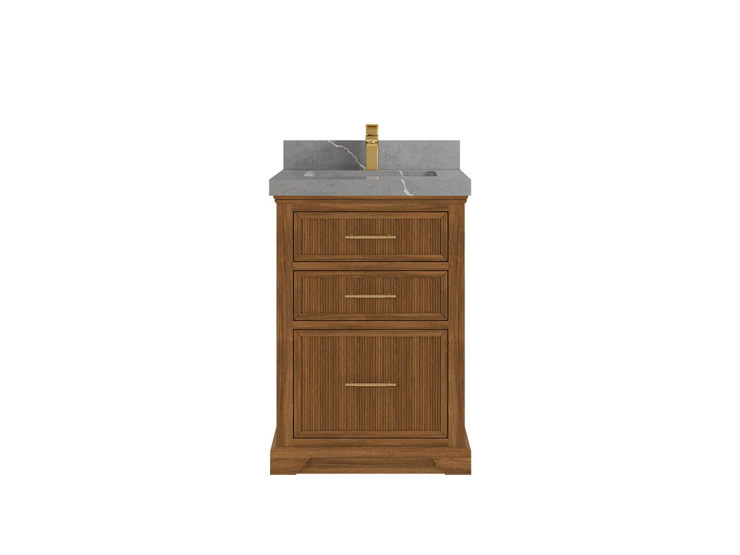 Alys Teak Wood 24 in. W x 22 in. D Single Sink Bathroom Vanity