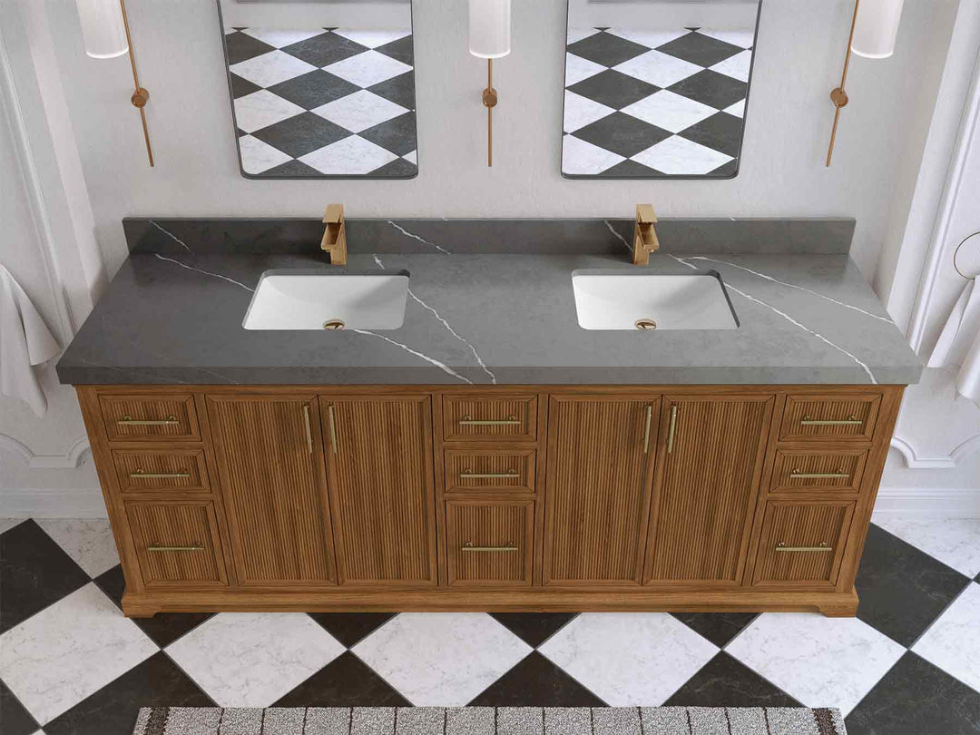 Alys Teak Wood 84 in. W x 22 in. D Double Sink Bathroom Vanity | 
              
                Dark Natural Teak
                
                  
             - ALS_TK_DNT_WHQZ_84D - photo №37