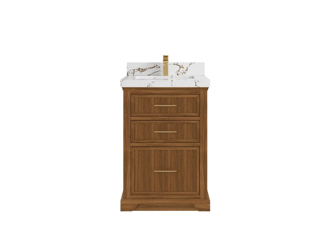 Alys Teak Wood 24 in. W x 22 in. D Single Sink Bathroom Vanity