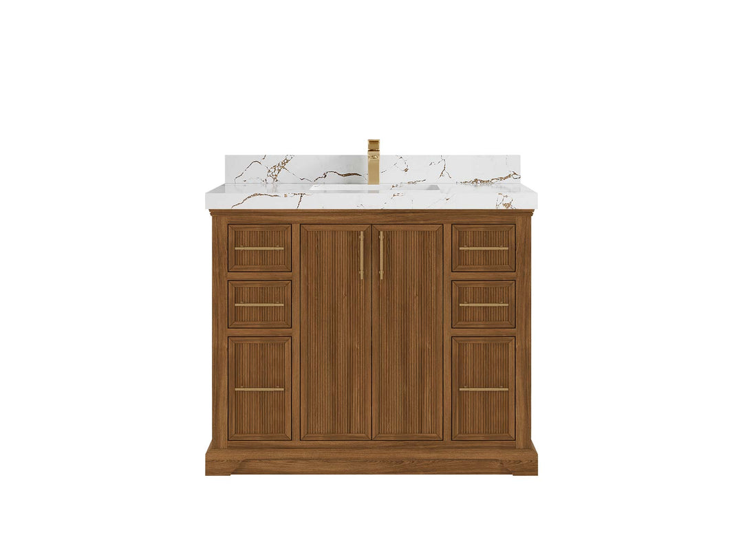 Alys Teak Wood 42 in. W x 22 in. D Single Sink Bathroom Vanity
