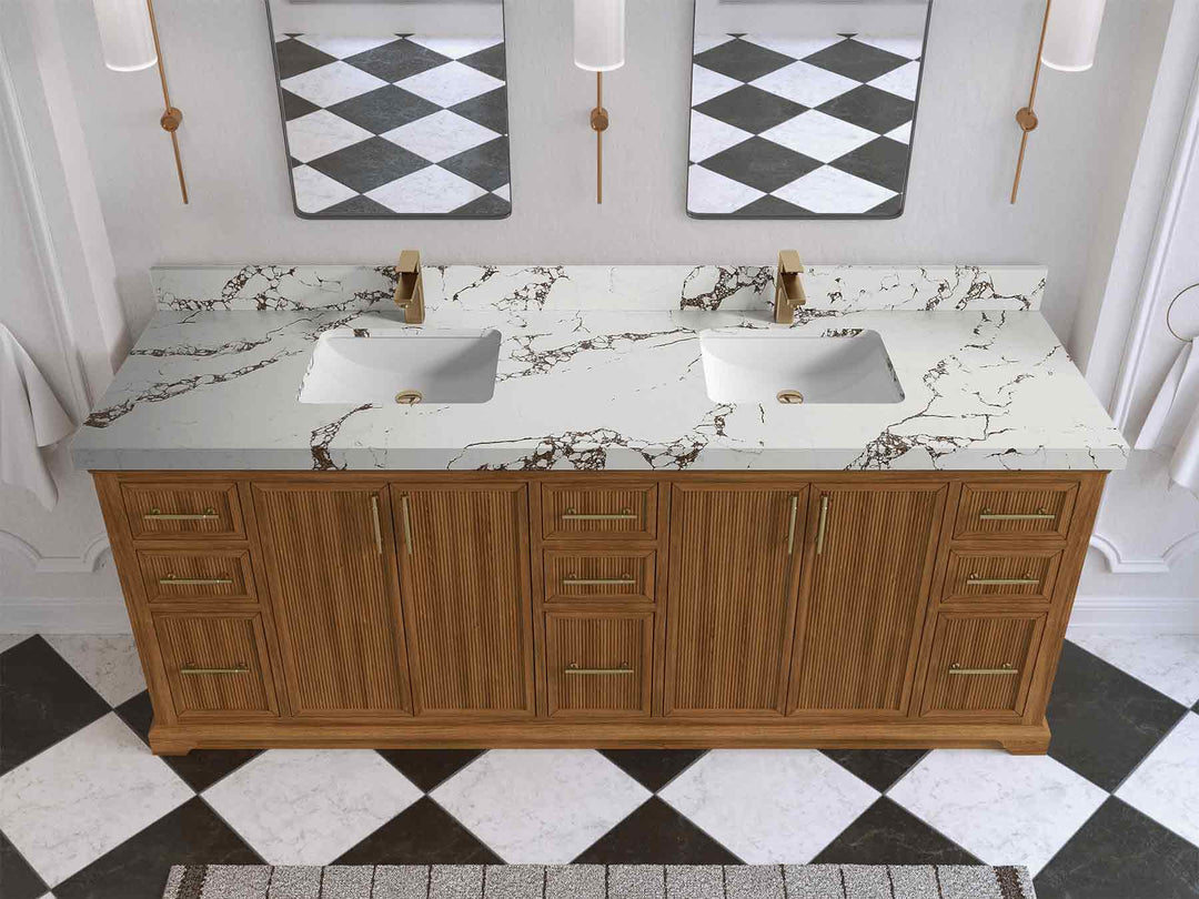 Alys Teak Wood 84 in. W x 22 in. D Double Sink Bathroom Vanity | 
              
                Dark Natural Teak
                
                  
             - ALS_TK_DNT_WHQZ_84D - photo №39