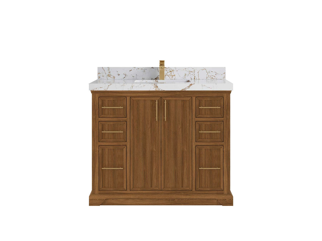 Alys Teak Wood 42 in. W x 22 in. D Single Sink Bathroom Vanity